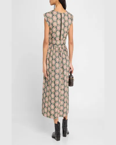 The Great . The Tulsa Paisley Belted Cotton Midi Dress In Multi