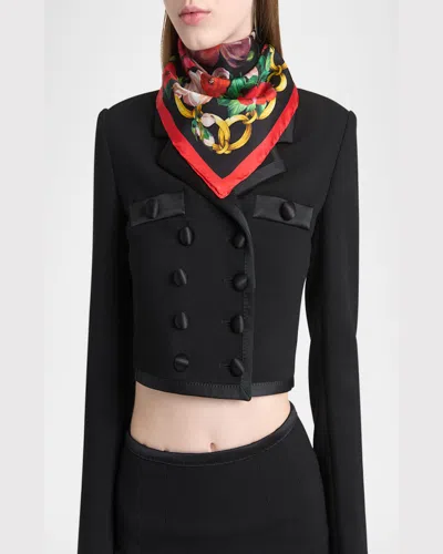 Dolce & Gabbana Printed Silk Scarf In Hd5pd Rose Ant Bdo Catene