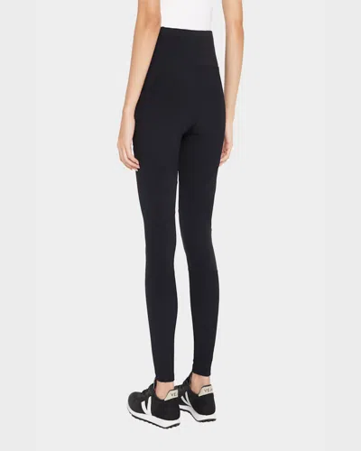 Blanc Noir Directional Rib Leggings In Black