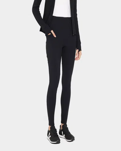 Blanc Noir Directional Rib Leggings In Black