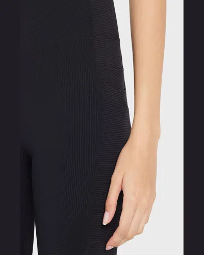 Blanc Noir Directional Rib Leggings In Black