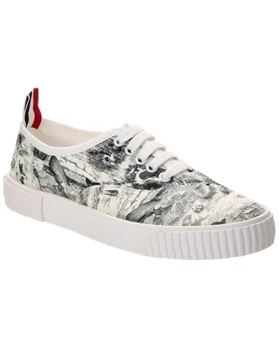 Thom Browne Heritage Printed Canvas Sneakers In White
