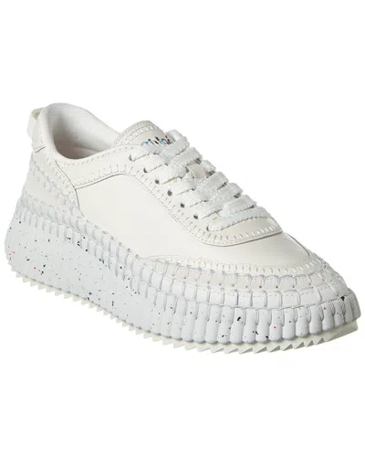 Chloé Nama Embroidered Suede And Recycled Mesh Sneakers In White
