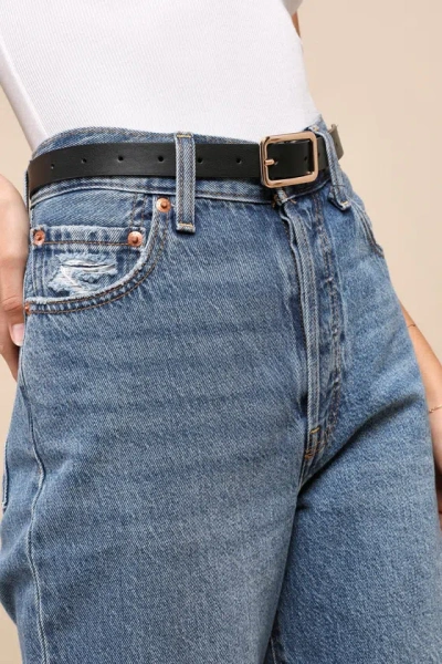 Lulus Stylish Setup Black, Ivory, And Brown Three-piece Belt Set In Black