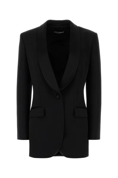 Dolce & Gabbana Black Stretch Wool Blend Blazer