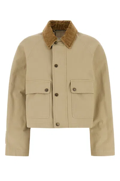 Burberry Beige Cropped Cotton Jacket In Brown