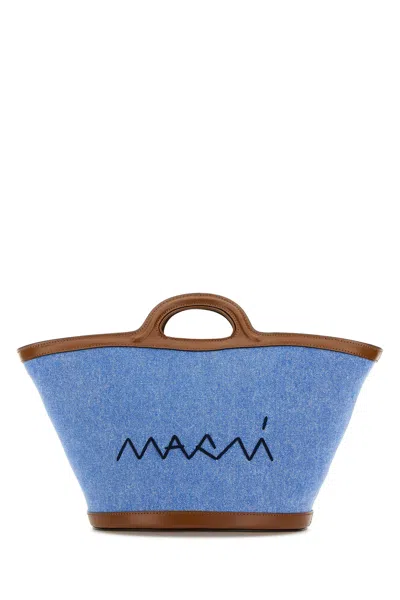 Marni Denim Bucket Bag Contrast Trim In Multicolor