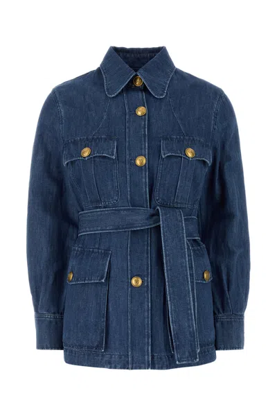 Valentino Sahariana Denim Jacket In Blue