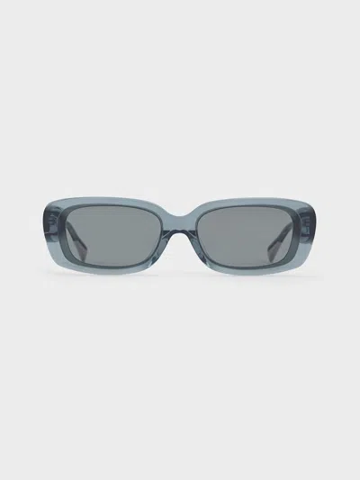 Charles & Keith - Aubrey Rectangular Recycled Acetate Sunglasses In Teal