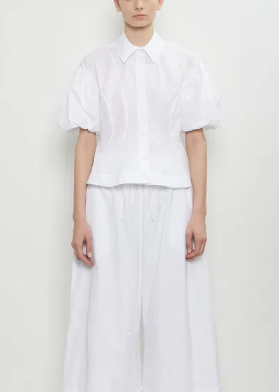 Simone Rocha Puff Sleeves White Shirt With Pearl-embellished Collar
