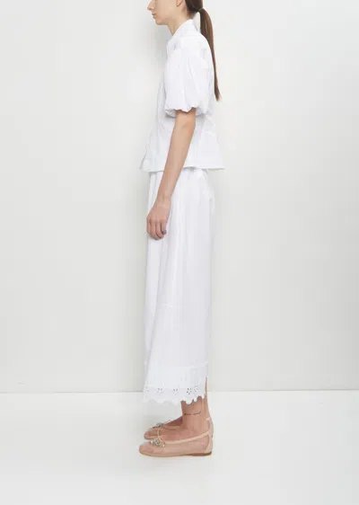 Simone Rocha Puff Sleeves White Shirt With Pearl-embellished Collar