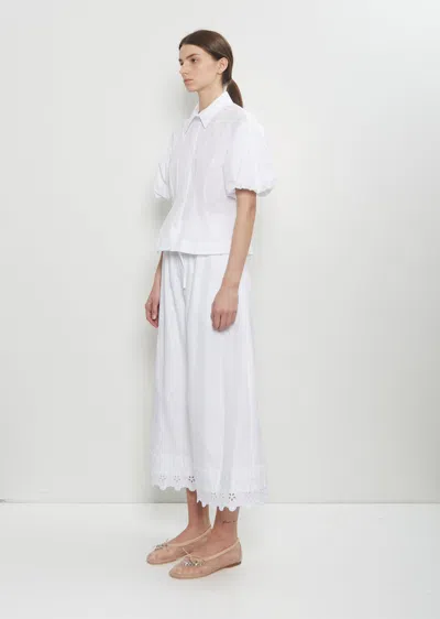 Simone Rocha Puff Sleeves White Shirt With Pearl-embellished Collar