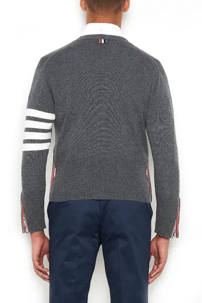 Thom Browne Grey Virgin Wool Cardigan In Black