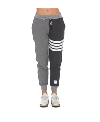Thom Browne Trousers Block Design Striped Detail In Gray
