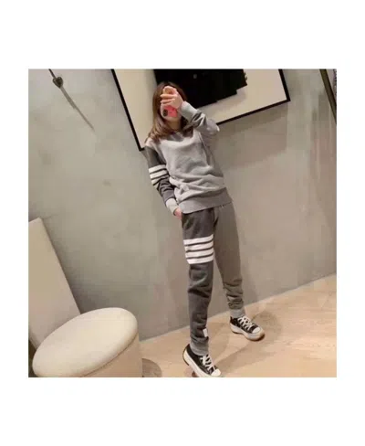 Thom Browne Trousers Block Design Striped Detail In Gray