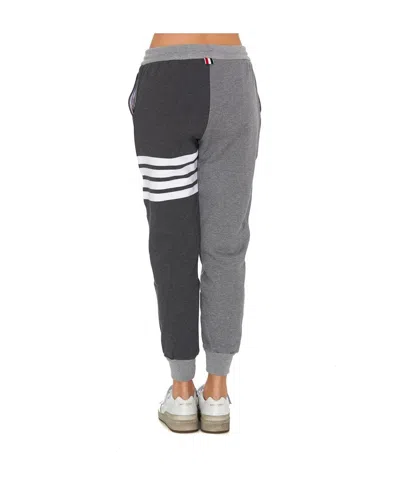 Thom Browne Trousers Block Design Striped Detail In Gray