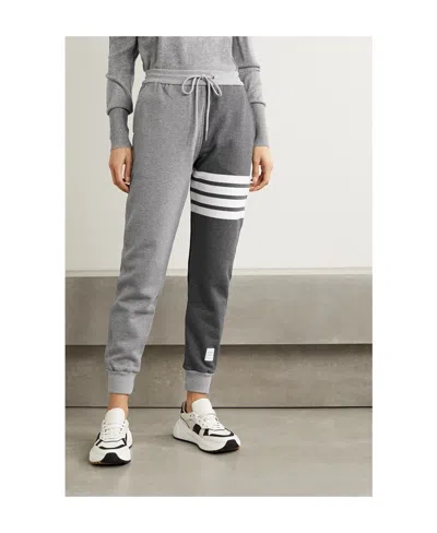 Thom Browne Trousers Block Design Striped Detail In Gray