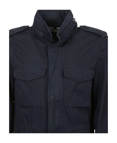 Aspesi Man Jacket Midnight Blue Size M Polyester, Polyamide In Black