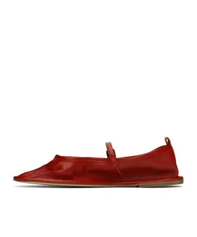 Hereu Red Dansa Supple Shiny Ballerina Flats In Red