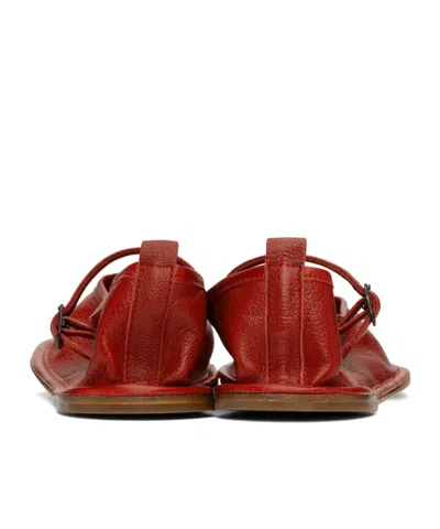 Hereu Red Dansa Supple Shiny Ballerina Flats In Red