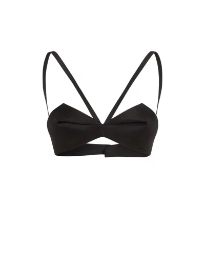 Versace Folded Wool-silk Bustier Top In Black