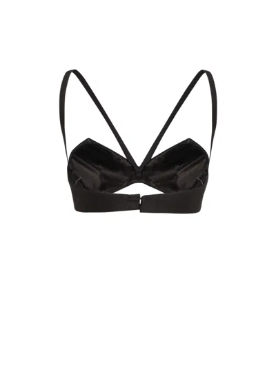 Versace Folded Wool-silk Bustier Top In Black