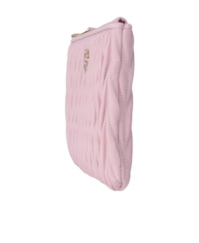 Miu Miu Matelassé Nappa-leather Wallet In Snow Pink