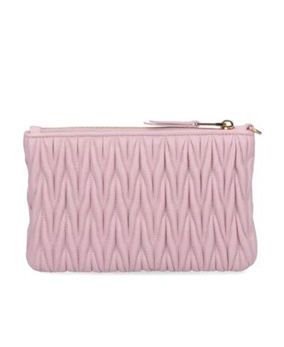 Miu Miu Matelassé Nappa-leather Wallet In Snow Pink