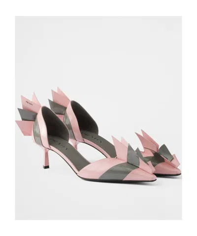 Prada Patent Leather Pumps In Orchid/steel In Pink
