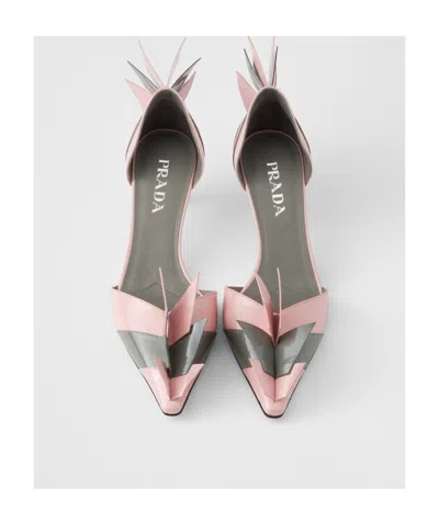 Prada Patent Leather Pumps In Orchid/steel In Pink