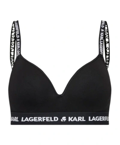 Karl Lagerfeld Logo Padded Bra In Black