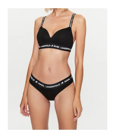Karl Lagerfeld Logo Padded Bra In Black