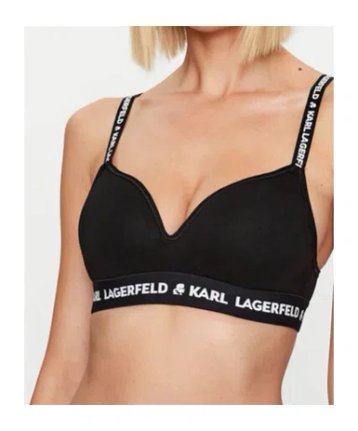 Karl Lagerfeld Logo Padded Bra In Black