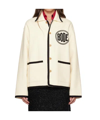 Bode Off-white Beaded Player Jacket In Black/cream
