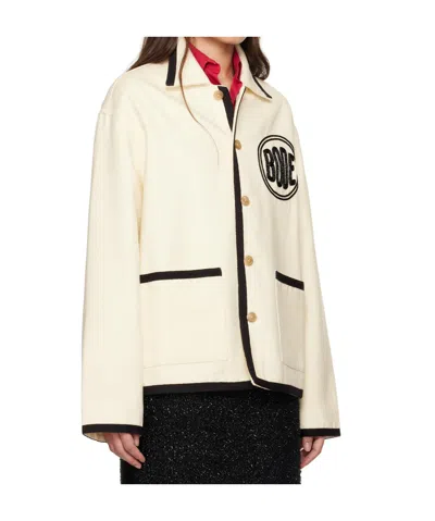 Bode Off-white Beaded Player Jacket In Black/cream