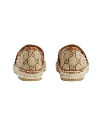 Gucci Pilar Gg Canvas Espadrilles In Beige And Dark Brown