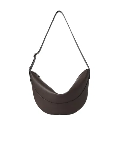 The Row Jouve Shoulder Bag In Grain Leather In Chestnut Brown
