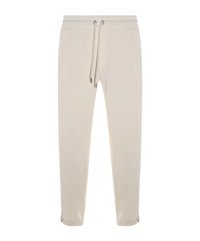 Moncler Mens Ivory Drawstring Two-slip-pockets Wide-leg Relaxed-fit Cotton-blend Trousers In White