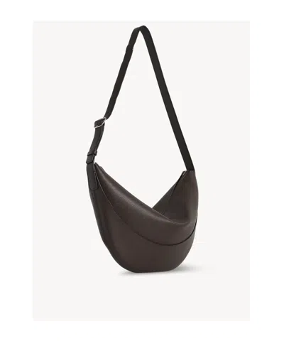 The Row Jouve Shoulder Bag In Grain Leather In Chestnut Brown