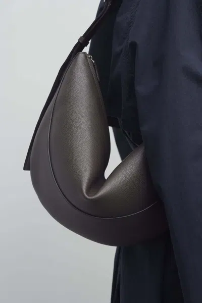 The Row Jouve Shoulder Bag In Grain Leather In Chestnut Brown