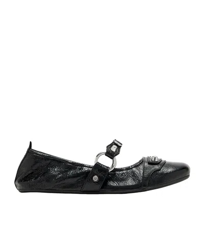Balenciaga City Nappa Leather Ballet Flats In Black