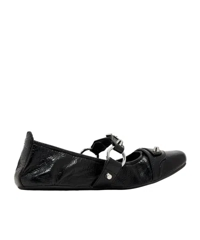 Balenciaga City Nappa Leather Ballet Flats In Black
