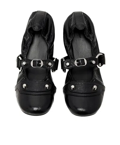 Balenciaga City Nappa Leather Ballet Flats In Black