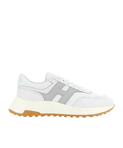 Hogan White And Grey Leather Sneakers In White