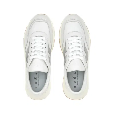 Hogan White And Grey Leather Sneakers In White
