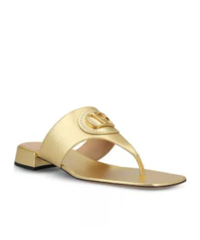 Valentino Garavani `vlogo Signature` Thong Sandals In Gold