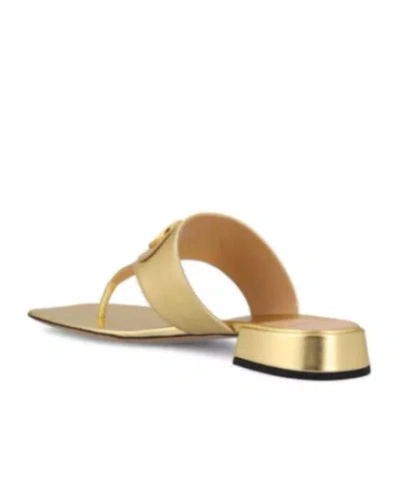 Valentino Garavani `vlogo Signature` Thong Sandals In Gold