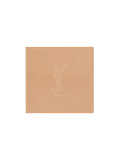 Saint Laurent Cassandre Square Scarf In Semi-sheer Silk Charmeuse In Nude