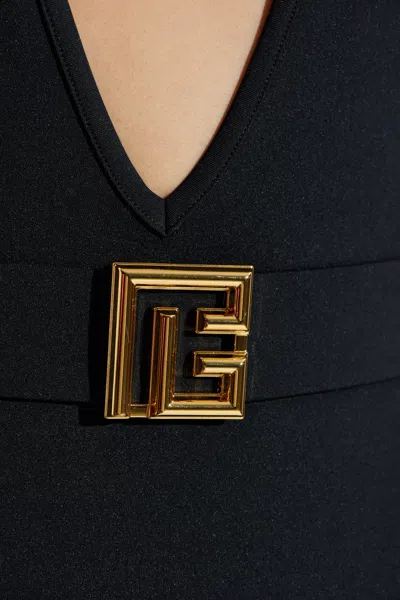 Balmain Pb Labyrinth One-piece Swimsuit In Black