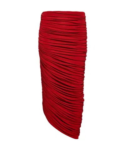 Magda Butrym Draped Viscose Blend Jersey Long Skirt In Red